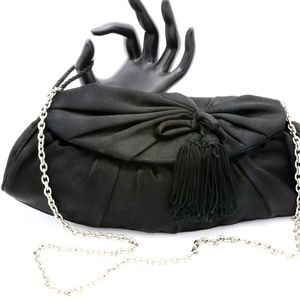 Black Satin Clutch Evening Purse
